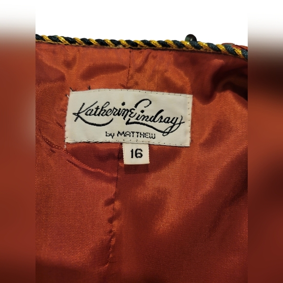 Katherine Lindsay Matthew Sequin Ombre Green Orange Vintage Blazer 16 - Picture 12 of 12
